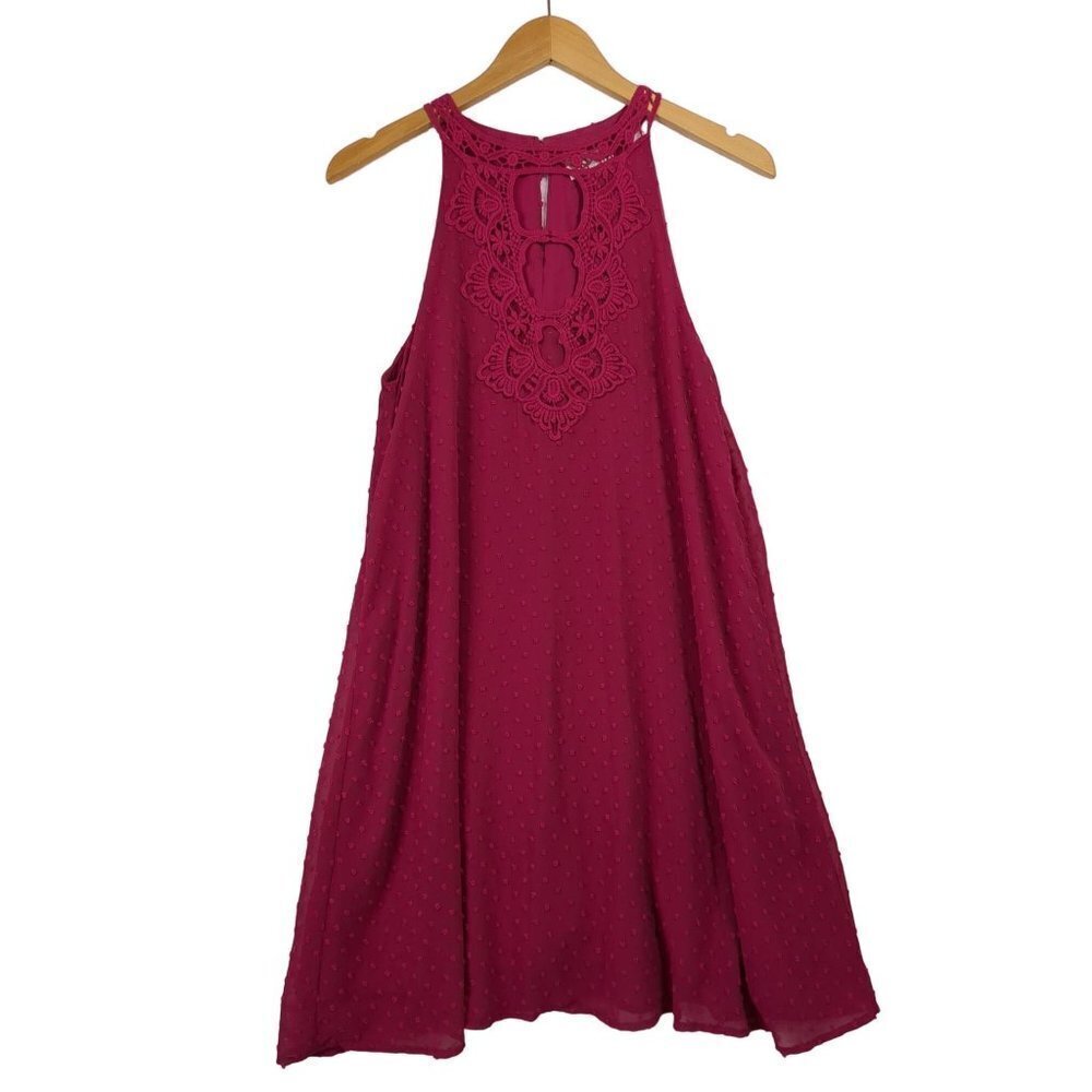 Jun & Ivy Dress Womens S Shift Sleeveless Swiss Dot Pink